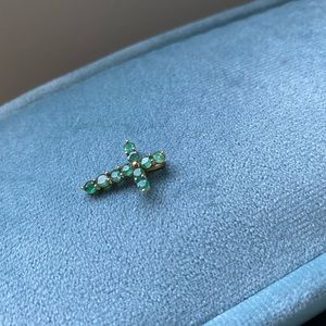 Yellow 14K Gold and Emerald Cross Pendant